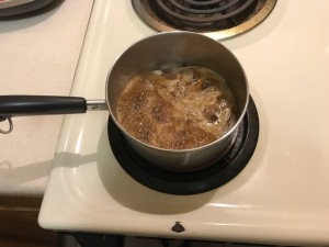 Heating up the teriyaki sauce